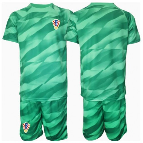 Hrvatska Golmanski Gostujuci Dres za djecu EP 2024 Kratak Rukav (+ Kratke hlače)